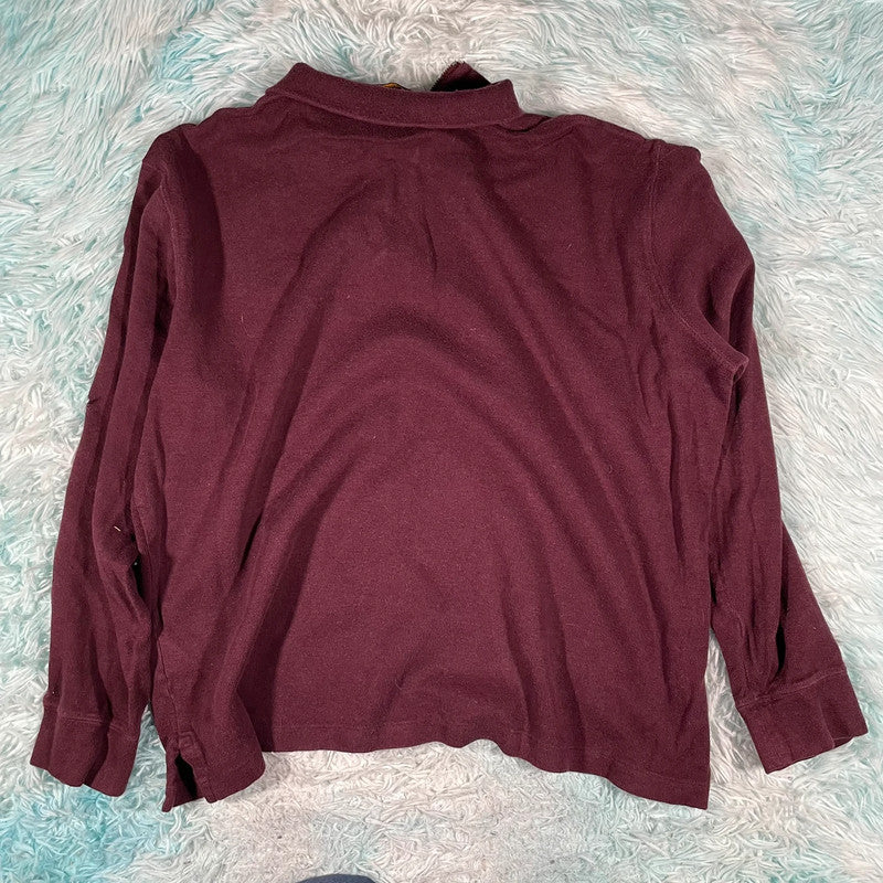 Vintage Burgundy Polo Ralph Lauren 1/4 Zip Sweatshirt - Large