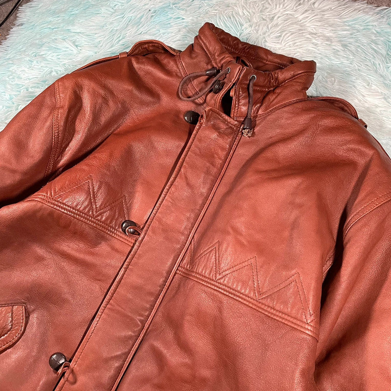 Vintage 90s Brown Heavyweight Leather Jacket - XL