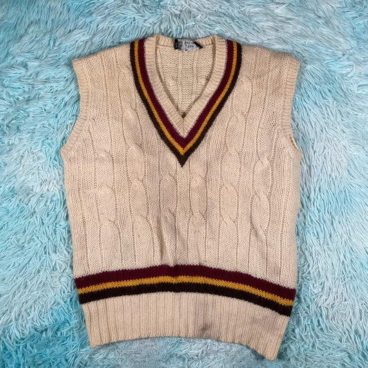 Vintage 80s Cream Cricket Jumper - XL