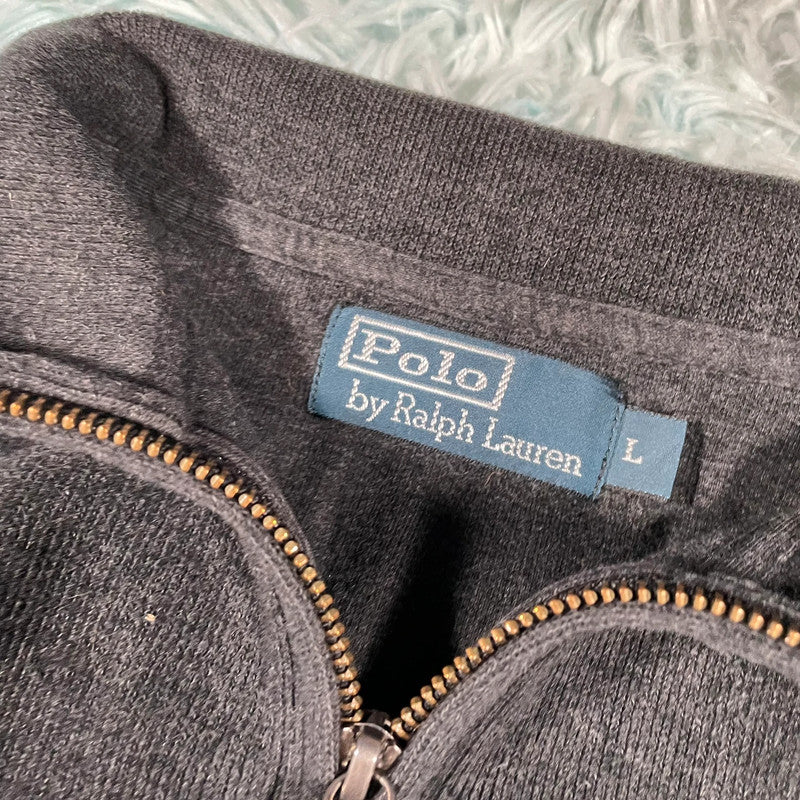 Vintage Grey Polo Ralph Lauren 1/4 Zip Sweatshirt - Large