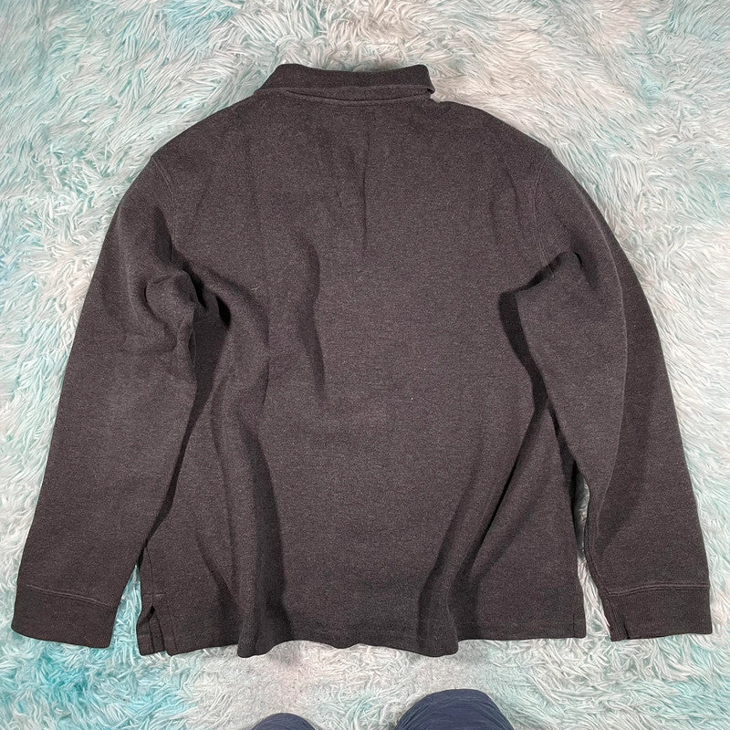 Vintage Grey Polo Ralph Lauren 1/4 Zip Sweatshirt - Large