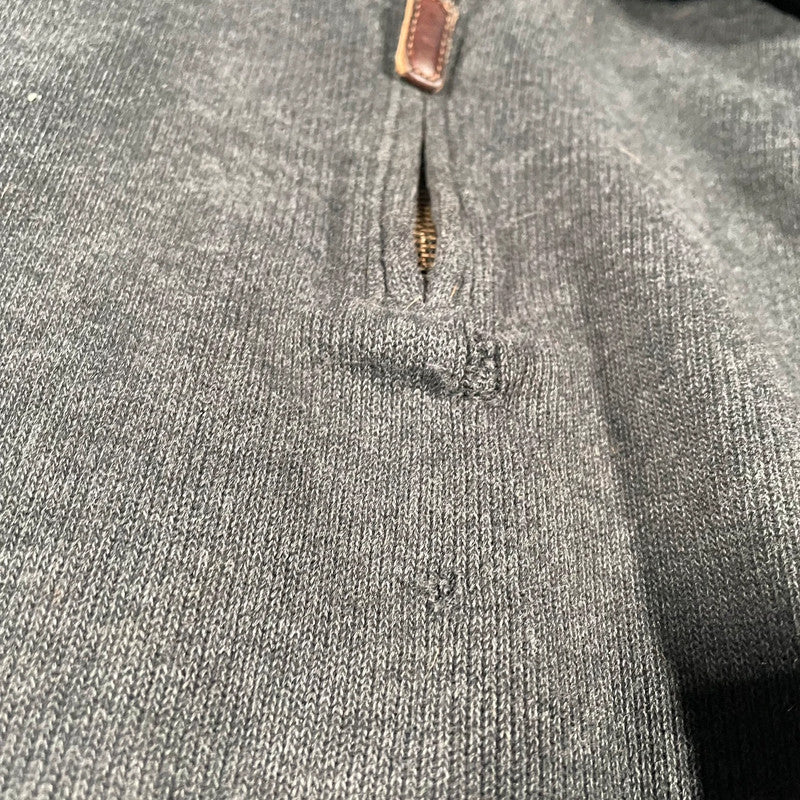 Vintage Grey Polo Ralph Lauren 1/4 Zip Sweatshirt - Large