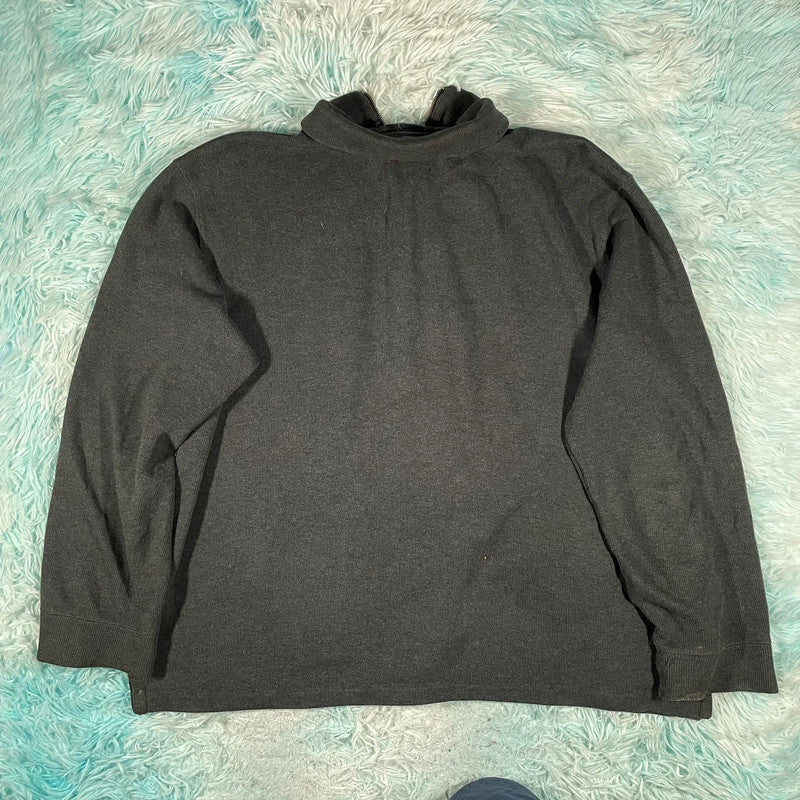 Vintage Grey Polo Ralph Lauren 1/4 Zip Sweatshirt - Large