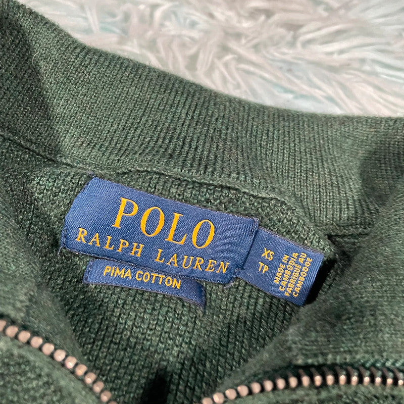 Dark Green Polo Ralph Lauren 1/4 Zip Sweatshirt - XS