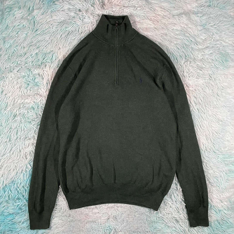 Dark Green Polo Ralph Lauren 1/4 Zip Sweatshirt - XS