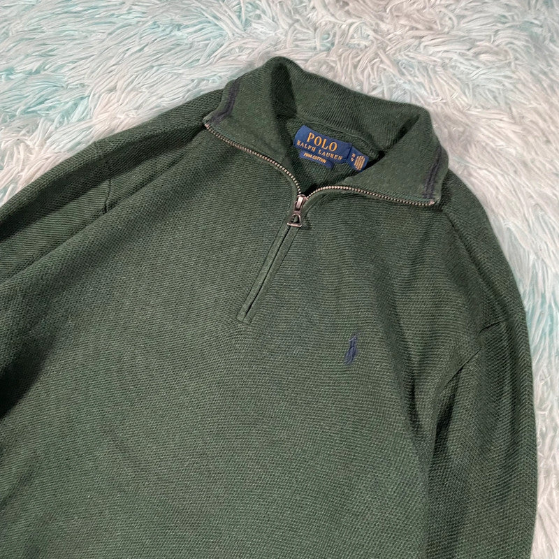 Dark Green Polo Ralph Lauren 1/4 Zip Sweatshirt - XS