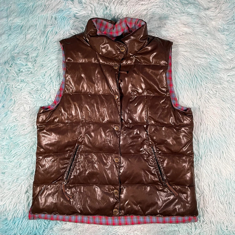 Vintage Brown Quiksilver Puffer Gilet Jacket - Large