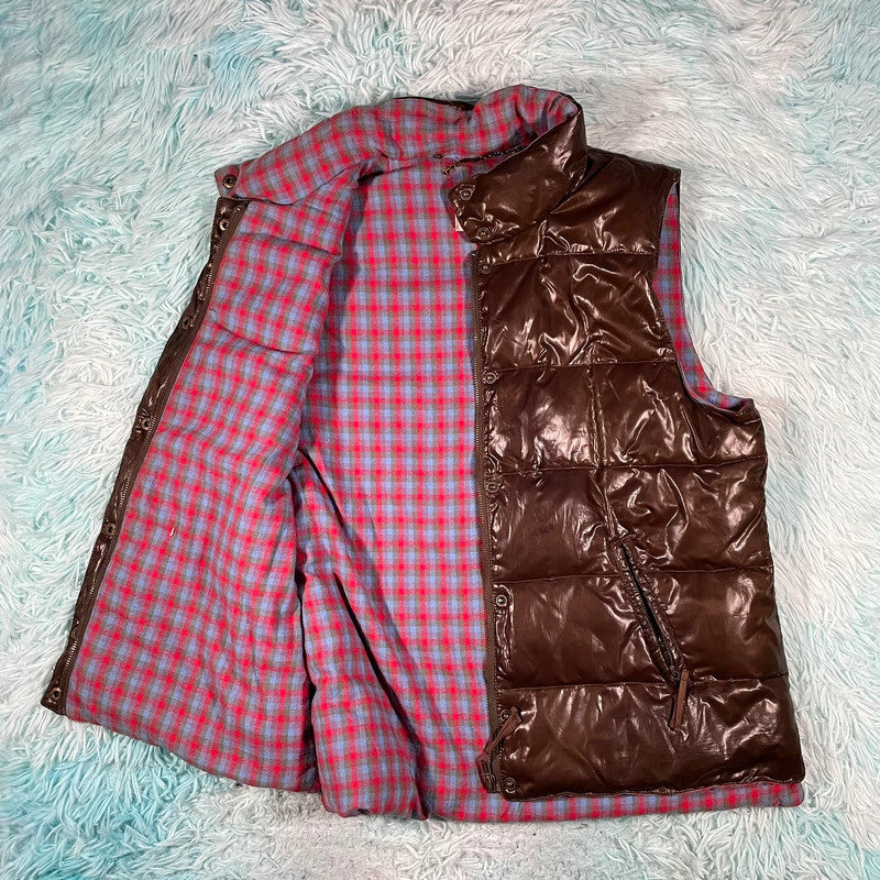 Vintage Brown Quiksilver Puffer Gilet Jacket - Large