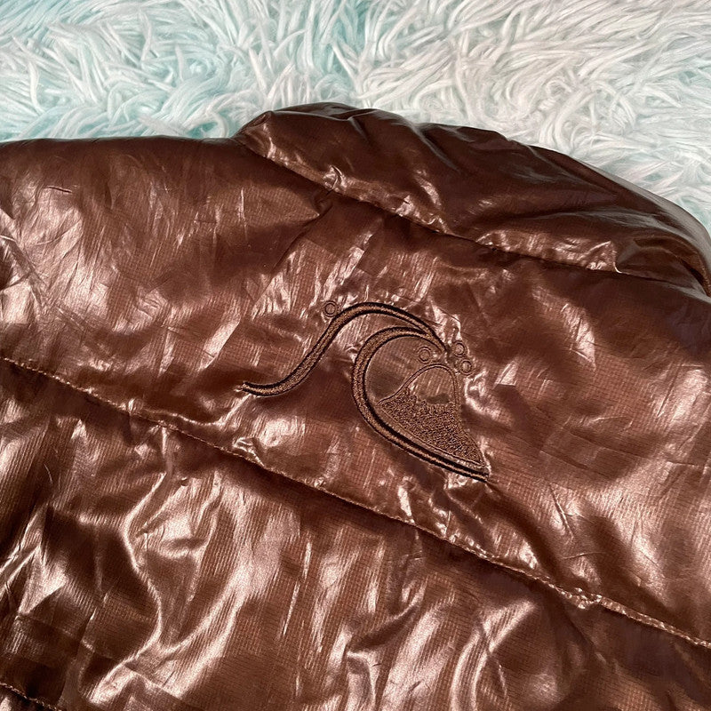 Vintage Brown Quiksilver Puffer Gilet Jacket - Large