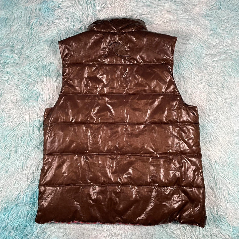 Vintage Brown Quiksilver Puffer Gilet Jacket - Large