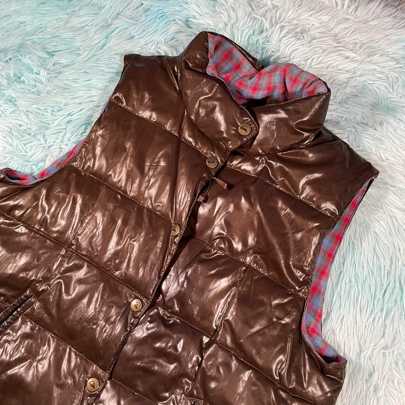 Vintage Brown Quiksilver Puffer Gilet Jacket - Large