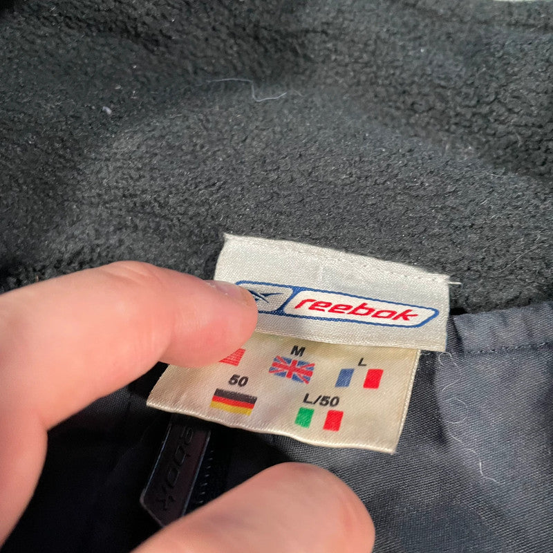 Vintage Black Reebok Fleece Lined Jacket - Medium