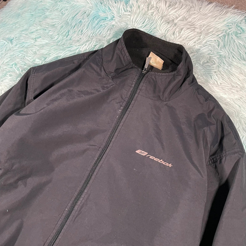 Vintage Black Reebok Fleece Lined Jacket - Medium