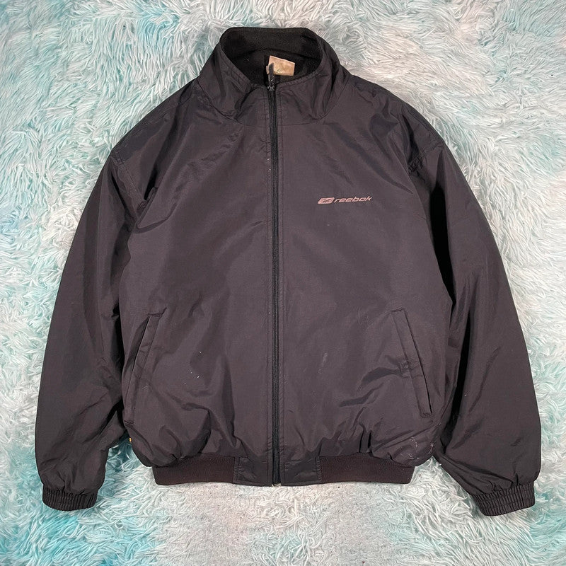 Vintage Black Reebok Fleece Lined Jacket - Medium