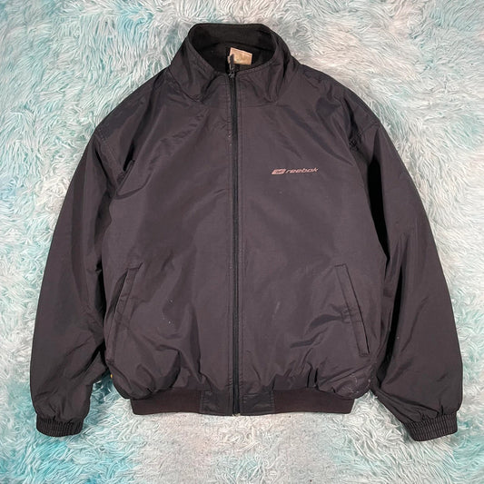 Vintage Black Reebok Fleece Lined Jacket - Medium