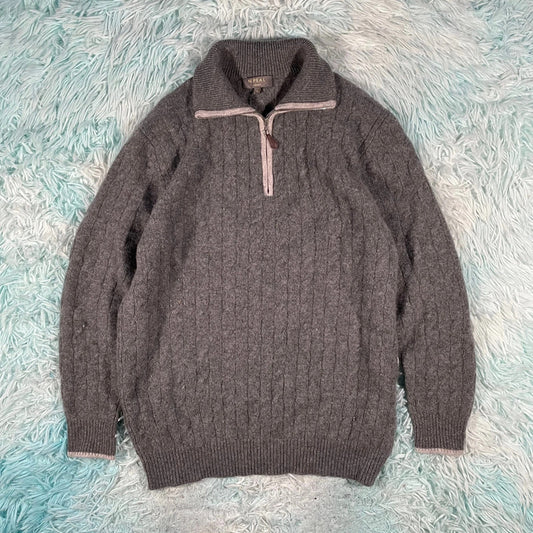 Grey N. Peak Cashmere 1/4 Zip Jumper - Medium