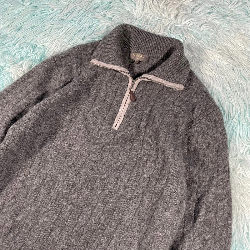 Grey N. Peak Cashmere 1/4 Zip Jumper - Medium