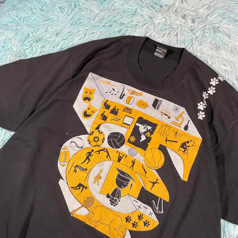 Vintage 90s Black Tennessee Cougars College Graphic T Shirt - XL