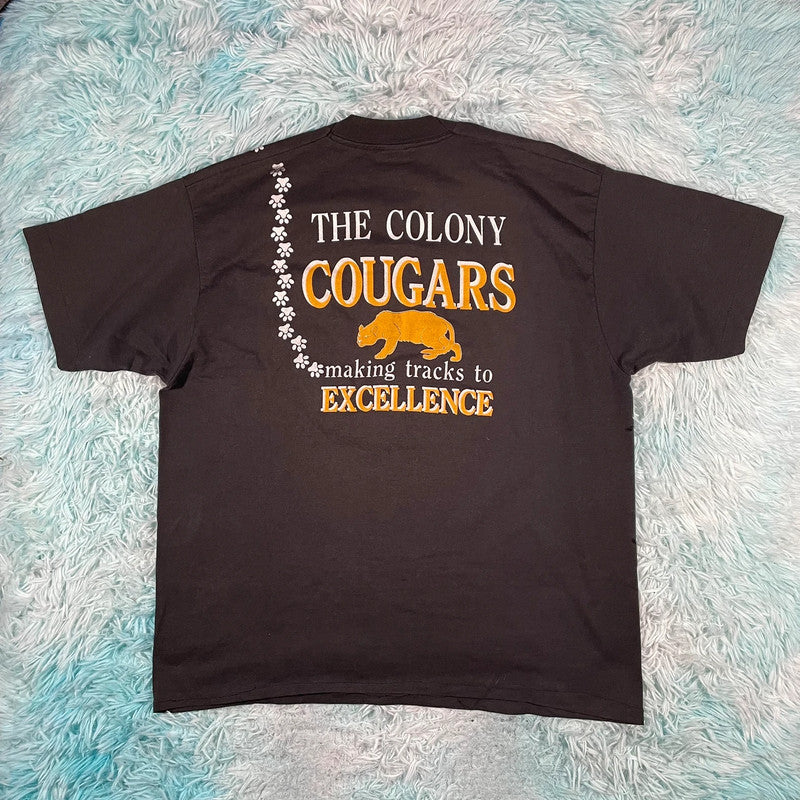 Vintage 90s Black Tennessee Cougars College Graphic T Shirt - XL