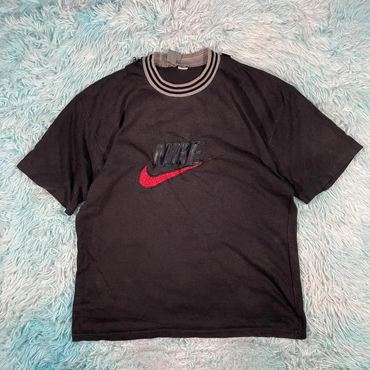 Vintage 90s Black Nike T Shirt Spellout - Large
