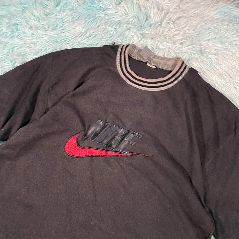Vintage 90s Black Nike T Shirt Spellout - Large