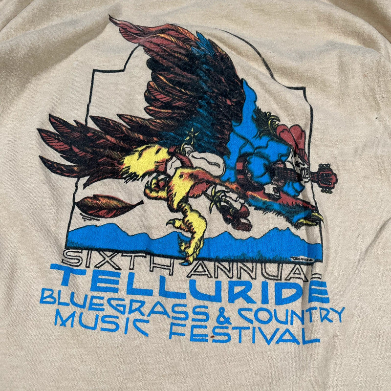 Vintage 1979 Beige Telluride Bluegrass Festival T Shirt - XL