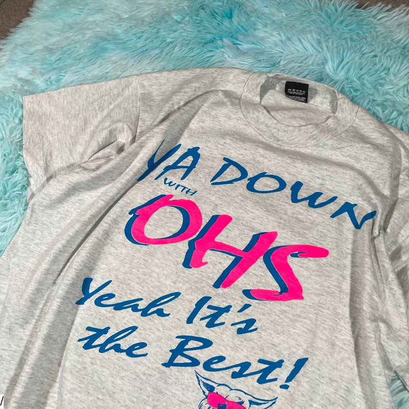 Vintage 90s Grey OHS Graphic T Shirt - XL