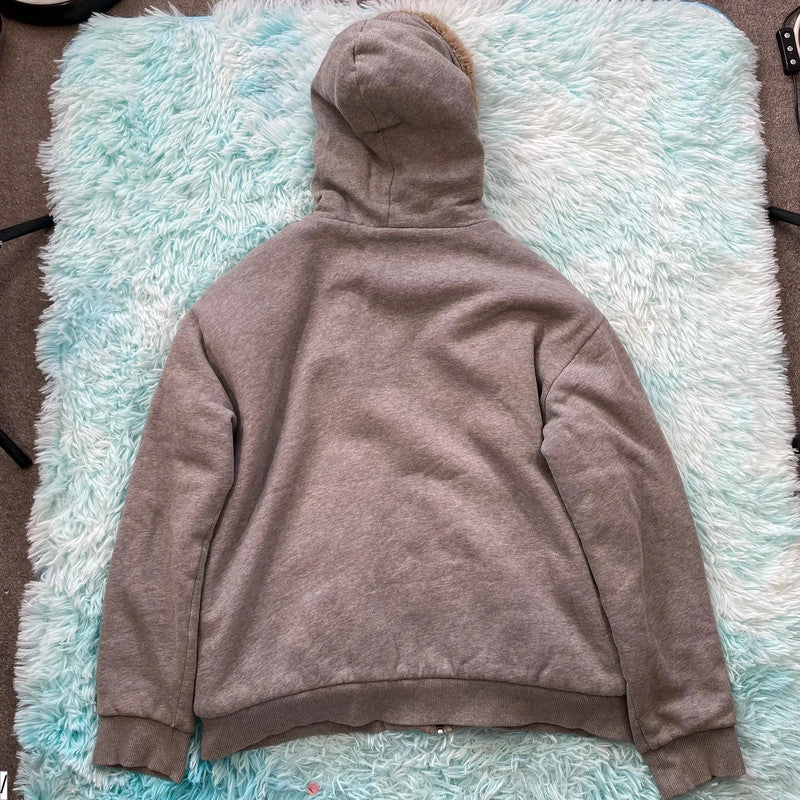 Grey Armani Exchange Fleeced Hoodie Full Zip - Large