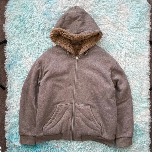 Grey Armani Exchange Fleeced Hoodie Full Zip - Large