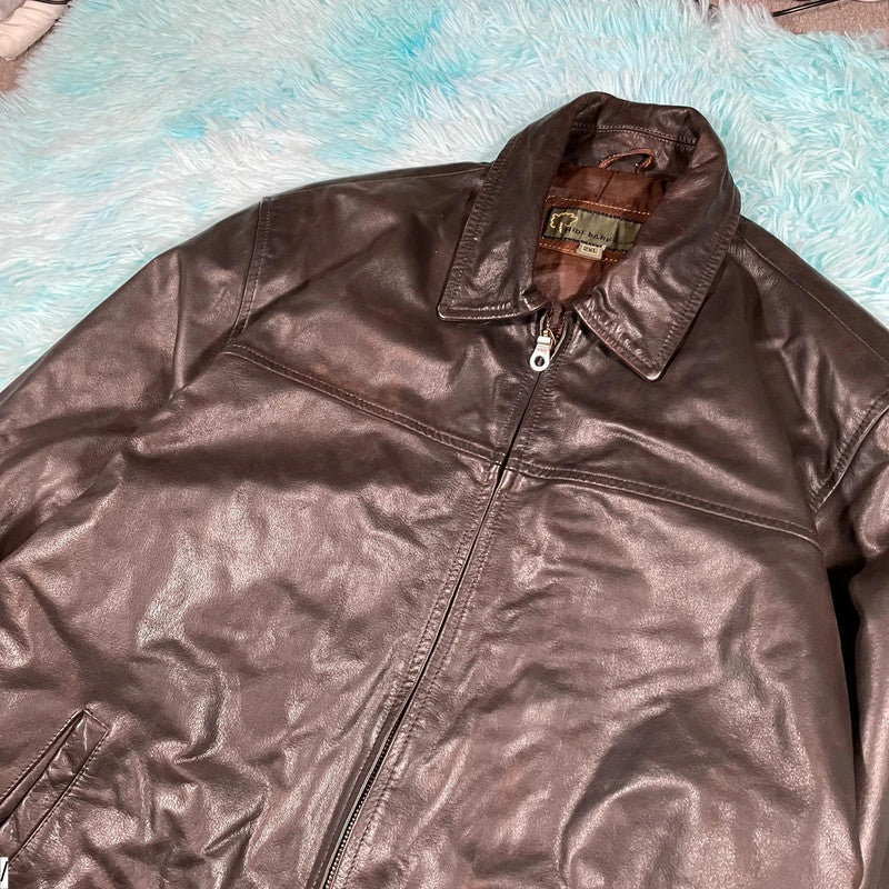 Vintage Brown Boxy Leather Jacket - XXL