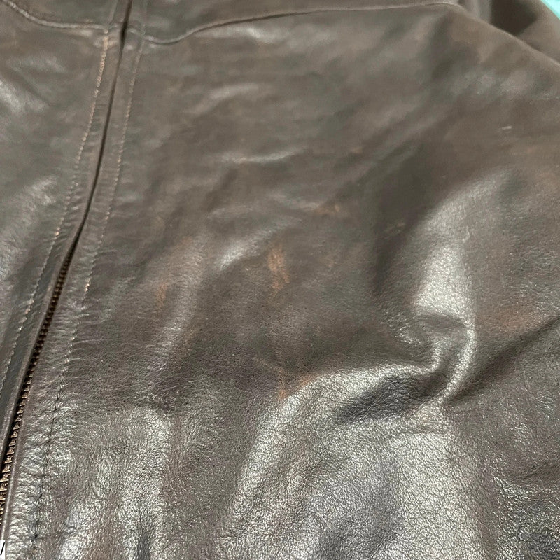 Vintage Brown Boxy Leather Jacket - XXL