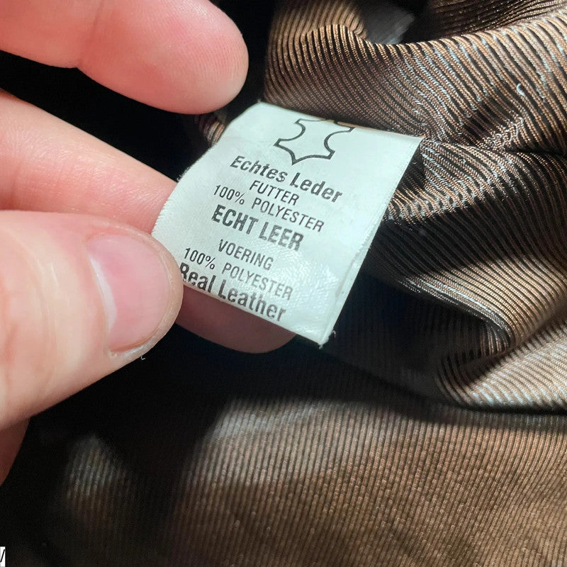 Vintage Brown Boxy Leather Jacket - XXL