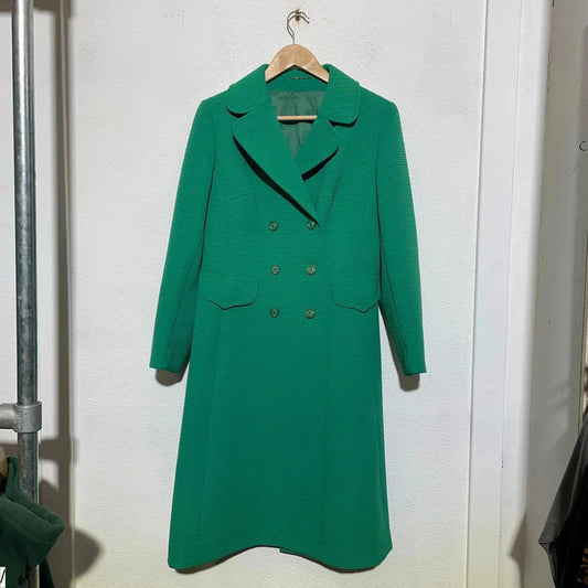 True Vintage 50s Green Long Coat Dereta - Size 12