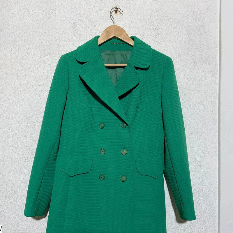 True Vintage 50s Green Long Coat Dereta - Size 12