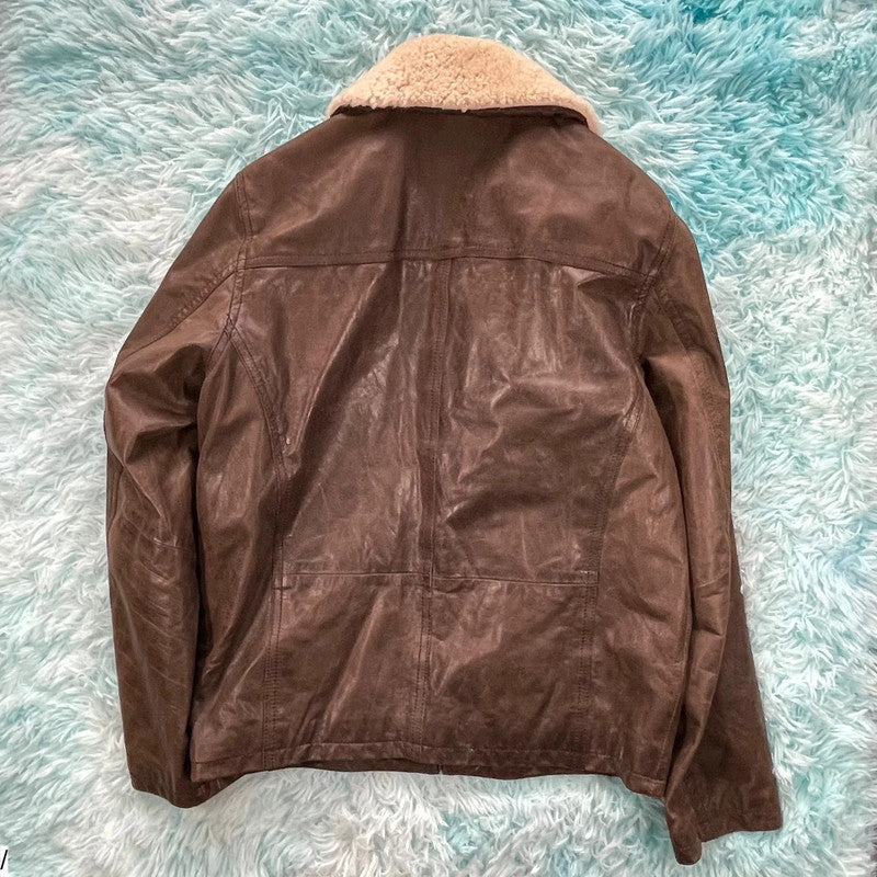 Vintage 90s Brown DNR Leather Jacket - XL