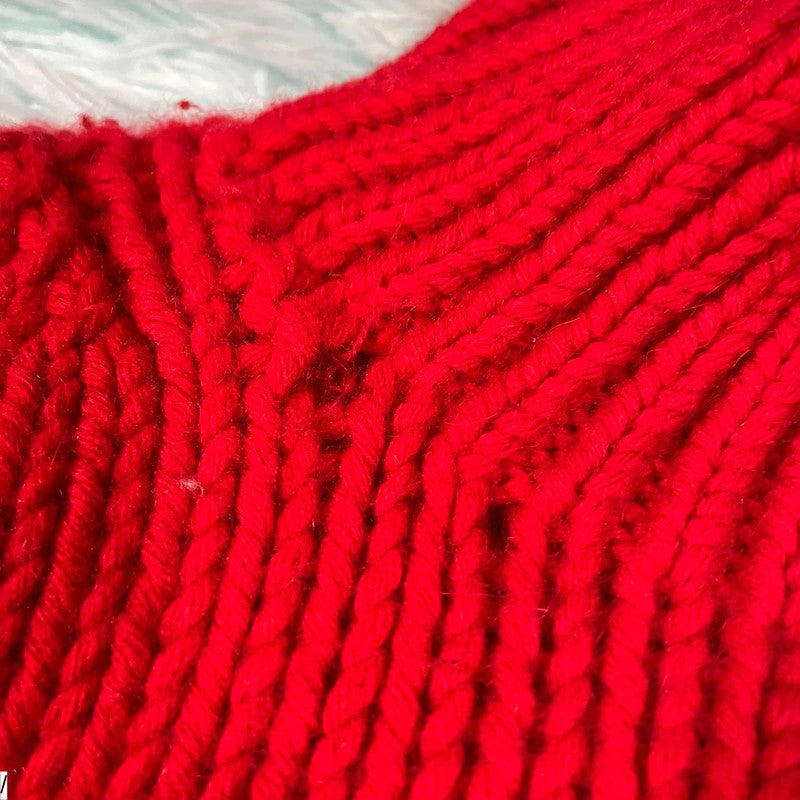 Red A.P.C Wool Knitted Jumper Mock Neck - Small