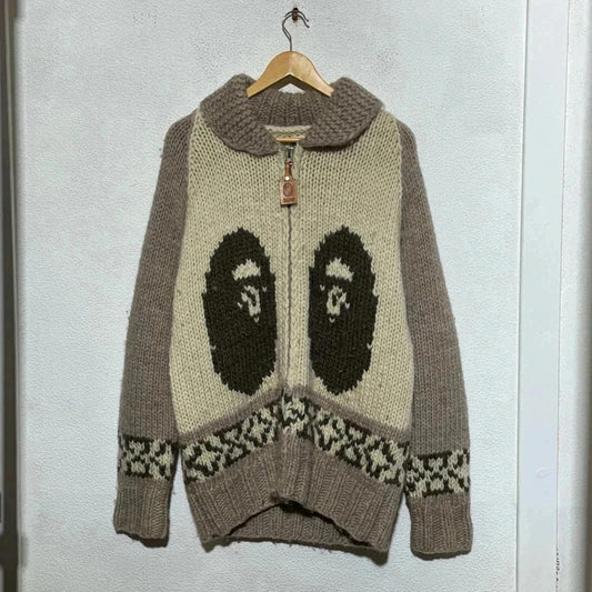 Cream & Beige BAPE Cowachan Knitted Jumper - Large