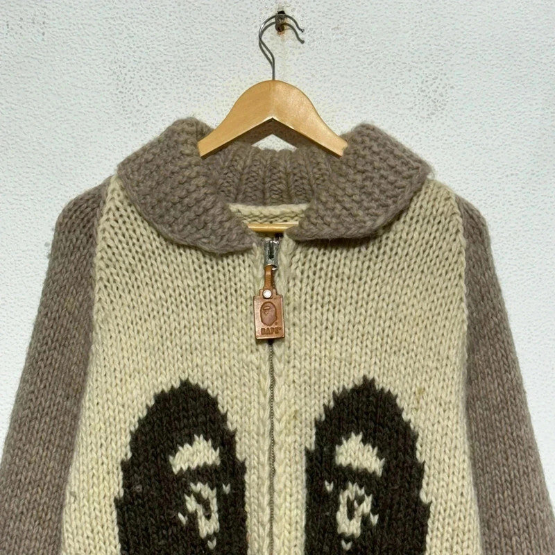 Cream & Beige BAPE Cowachan Knitted Jumper - Large