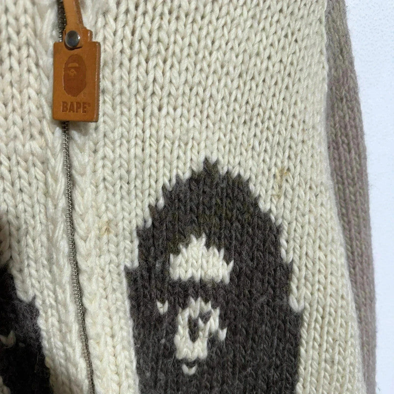 Cream & Beige BAPE Cowachan Knitted Jumper - Large