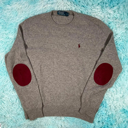Grey Polo Ralph Lauren Wool Jumper - Medium