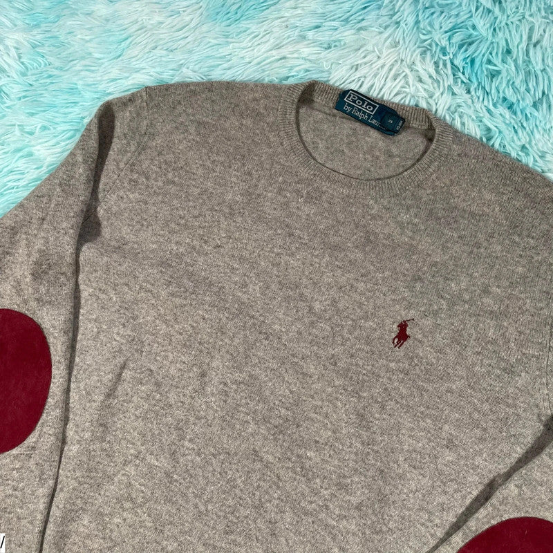 Grey Polo Ralph Lauren Wool Jumper - Medium