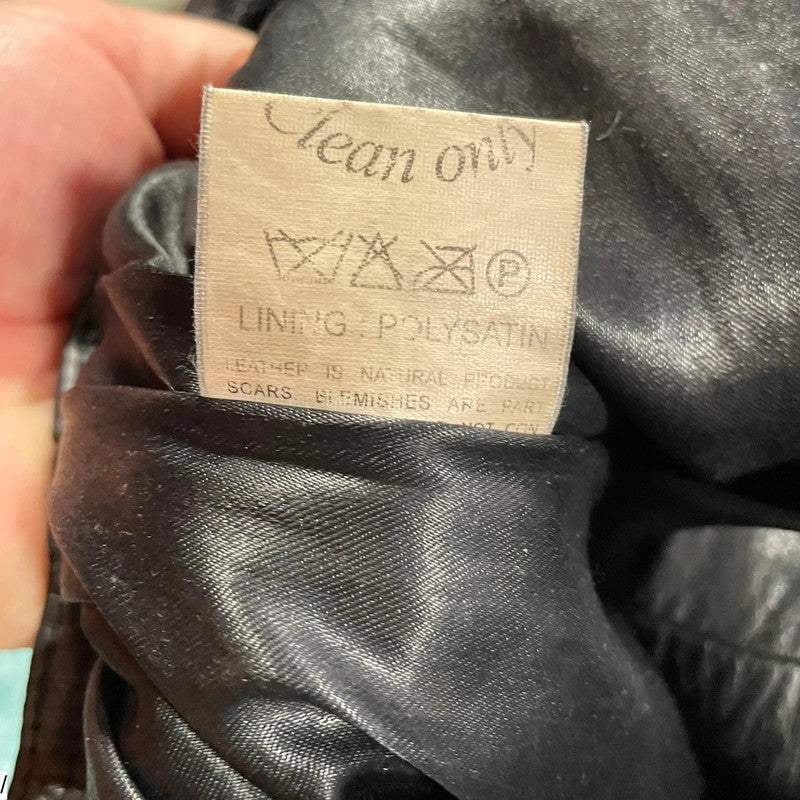 Vintage 90s Black Leather Jacket Trucker - Medium