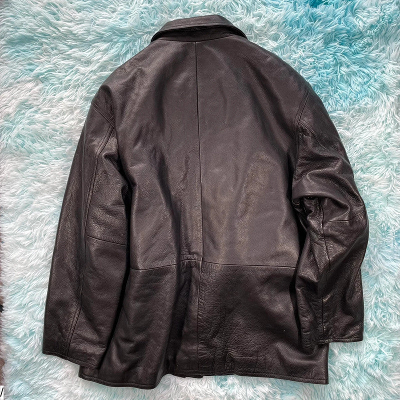 Vintage 90s Black Leather Jacket - Large
