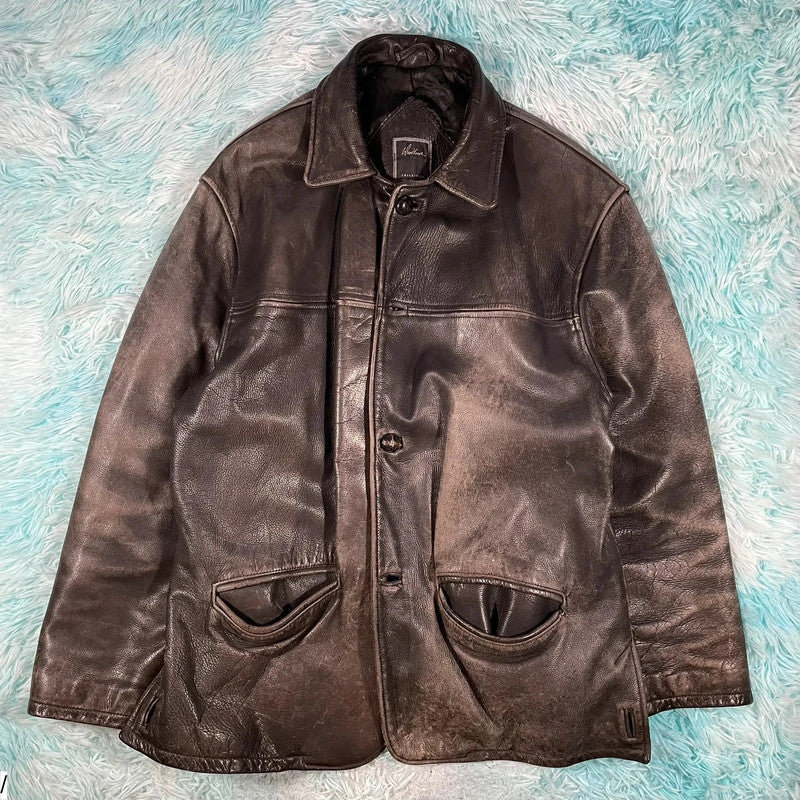 Vintage 90s Heavy Leather Jacket - Large