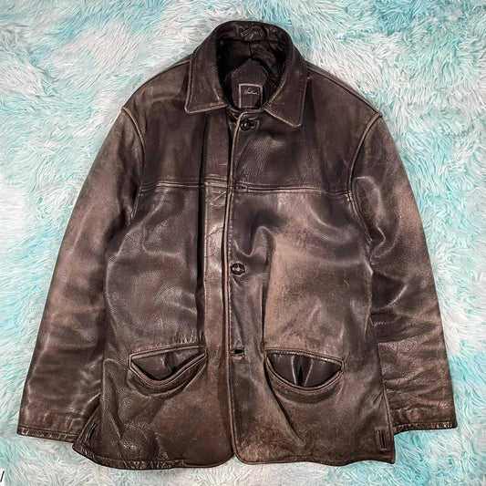 Vintage 90s Heavy Leather Jacket - Large