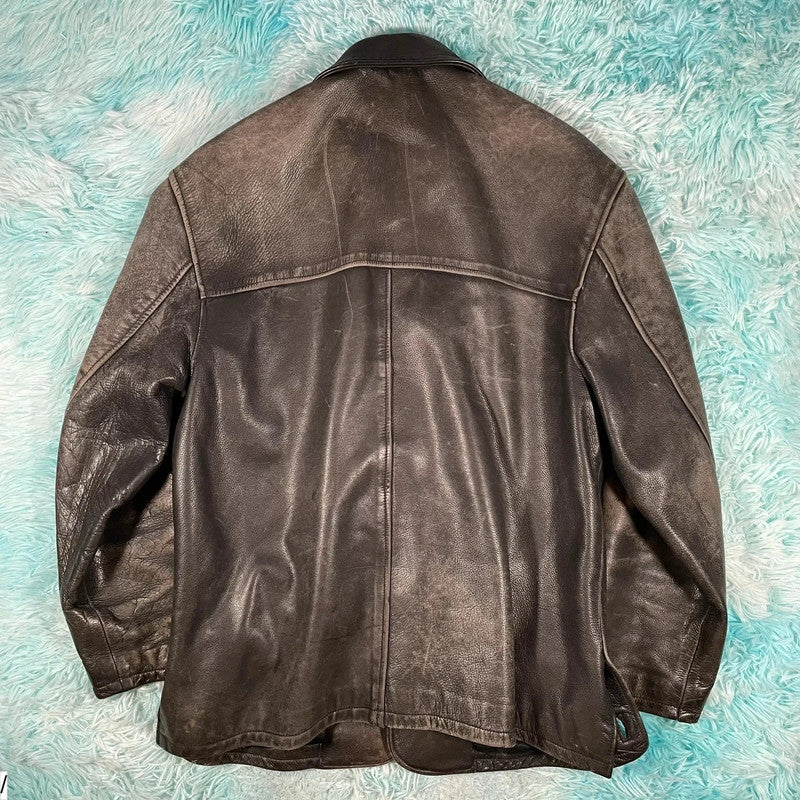 Vintage 90s Heavy Leather Jacket - Large