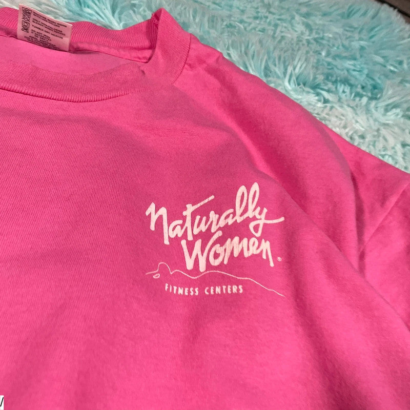 Vintage 90s Pink Female Fitness Graphic T Shirt - XXL