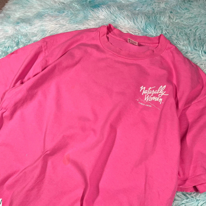 Vintage 90s Pink Female Fitness Graphic T Shirt - XXL