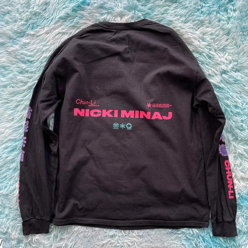 Black Nicki Minaj Chun-Li Long Sleeve T Shirt - XL
