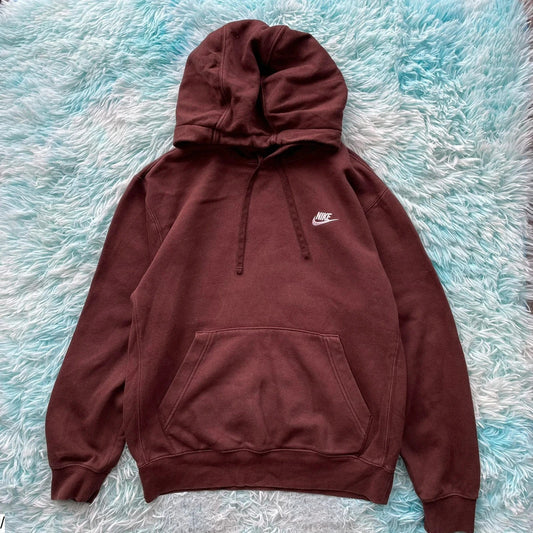 Brown Nike Hoodie Plain - Small